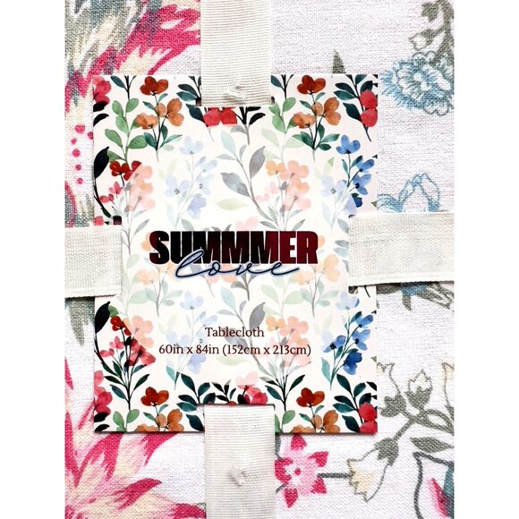 NWT Summer Love Tablecloth Blue Pink 60" x 84" 70% Cotton Mireille Designs - Picture 10 of 10